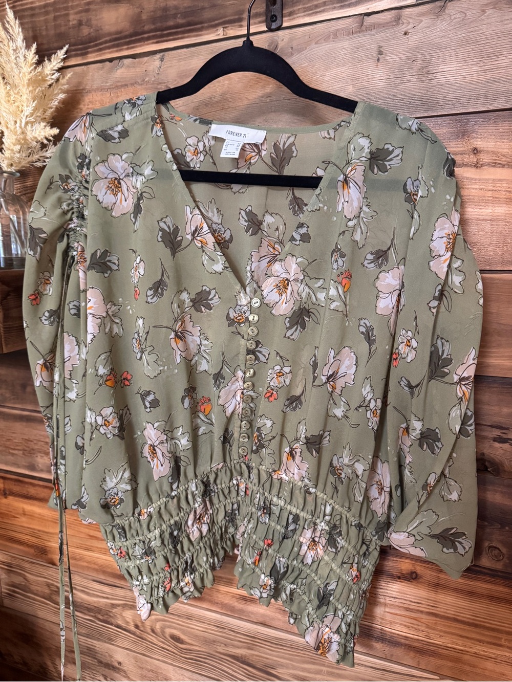 Forever 21 Sheer Floral Blouse Size 0X 16/18